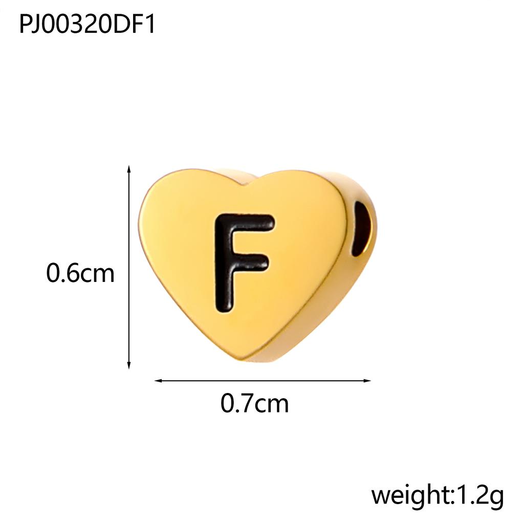 CARLIDANA Stainless Steel Alphabet Pendant Jewelry Accessories Gold Plated Black Letter Charm Heart Initial Beads for Jewelry