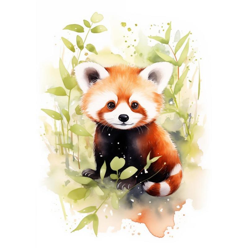 Red Panda Watercolor Arts Poster Print Canvas Art Pictures for Livng Room and Children Bedroom Home Decor Frameless Painting