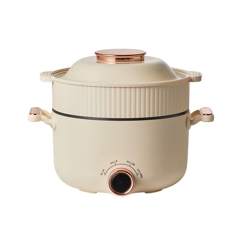 220V 2L Electric Cooking Pot Non-stick Multi Cooker with Steamer, 20cm Diameter Household Hot Pot for Noodles Cooking 220V 2L