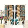 Set Of 2 Indian Feathers Print Curtains Suitable Bedroom Living Room Kitchen Decoration Home Window Made Polyester Sitting Treatment
