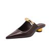 Fashion Pointed Slippers for Women 2025 New Style French Thick Heel Half Bottom Slippers with Metal Toe Caps for Cool Slippers