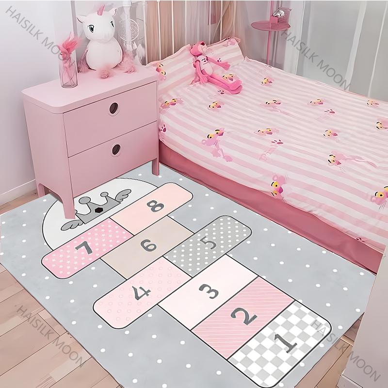 Hopscotch Carpet New Release!Anti-slip Sound Insulation,Rug for Living Room Bedroom Kids Room Durable Machine Washable Mat