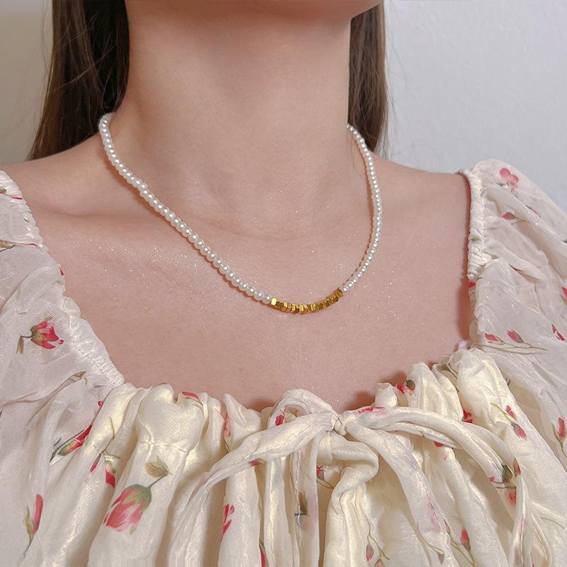 Shijia pearl necklace women's niche design sense fashion temperament collarbone chain neck chain sweater chain bead chain