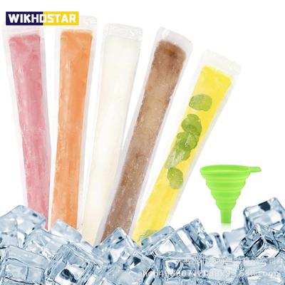 50/100 Stück Sommer-Einwegbeutel für Eis am Stiel für selbstgemachte Eis am Stiel, Fruchtsaft, Smoothies, Joghurtformbeutel mit Reißverschluss, Verpackungsbeutel