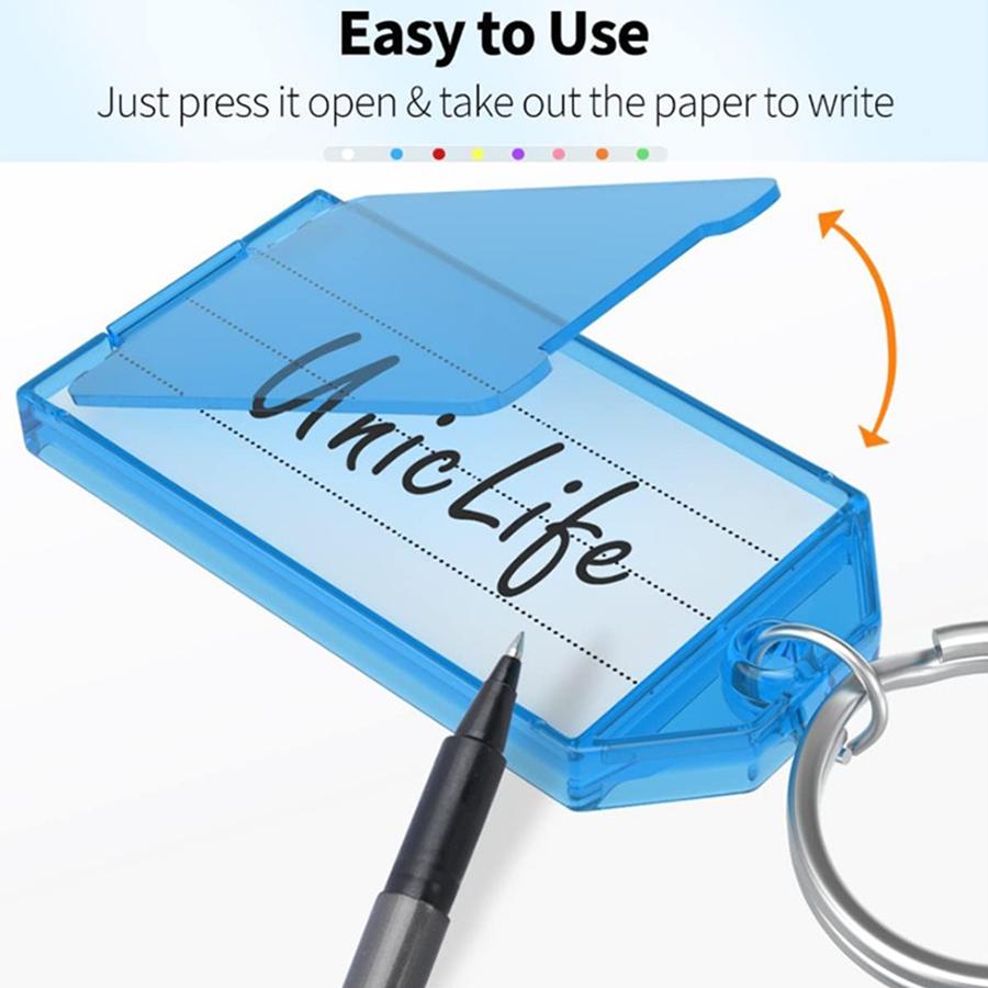 12-36Pcs Writable Folding Keychain Tags Reusable Name Identification Tags Plastic Key Tags & Blank Paper Keys Travel Accessories