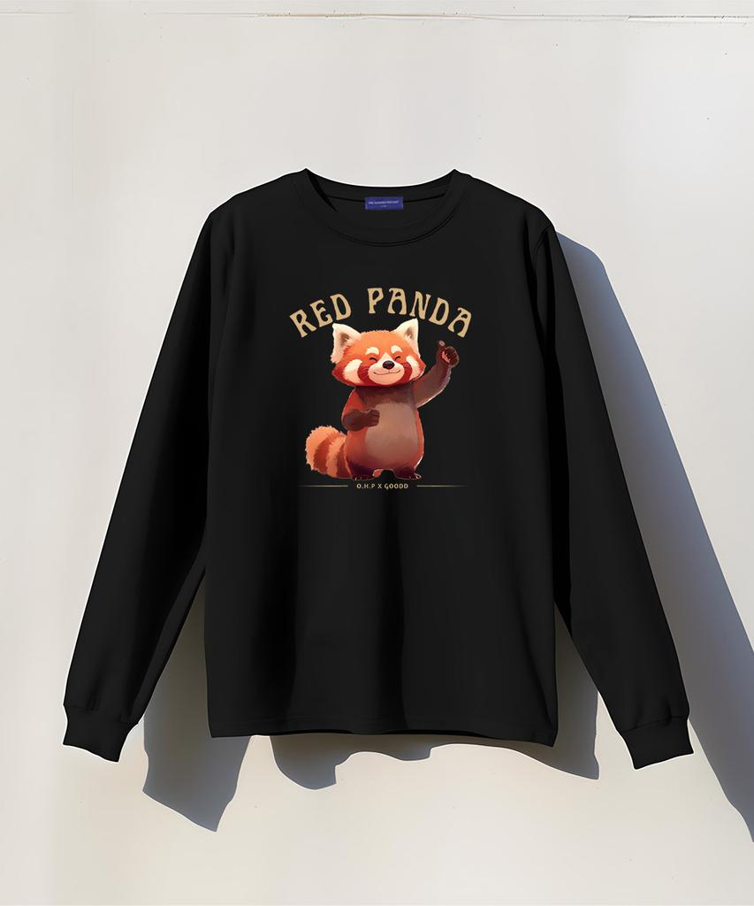 OHP Ohpxgoodd Red Panda Crew Neck Long Sleeve T-Shirt