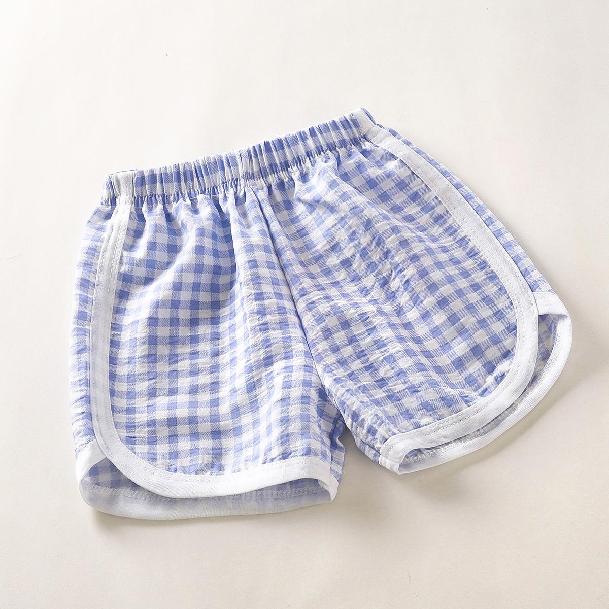 

Children s Summer Shorts Thin Checkered Shorts Casual Pants Loose Shorts for Boys and Girls 130 синий