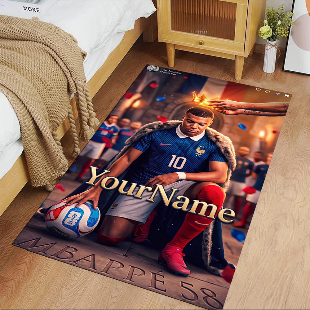 Mbappe Personalized Name Carpet Design for Decorate Room Outdoor Hallway Balcony Anti-slip Rug Anime Office Decor