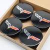 4PCS Wheel Center Rim Hub Caps Gloss Black Cross Flag 68mm For Corvette C7 C6