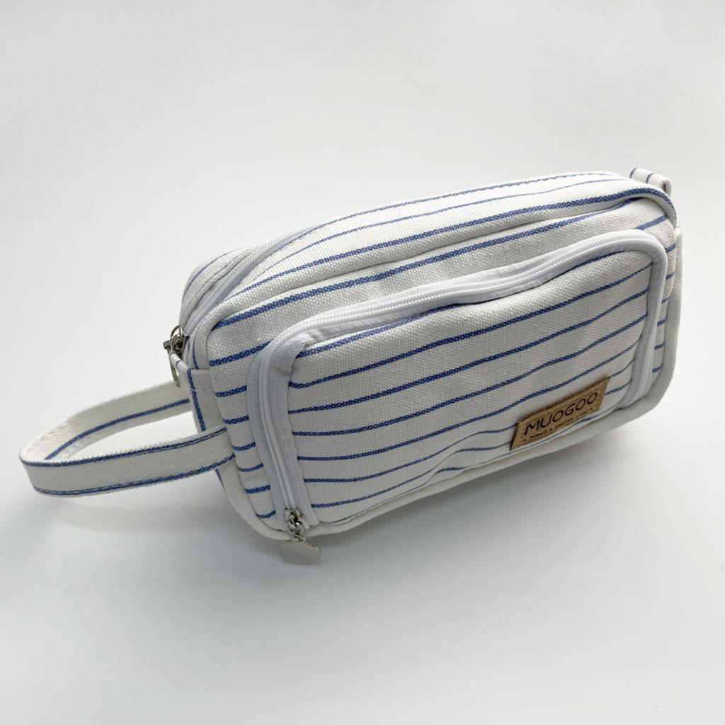 Big Capacity Canvas Fabric Pencil Bag Portable Pencil Case Special Open Window Design