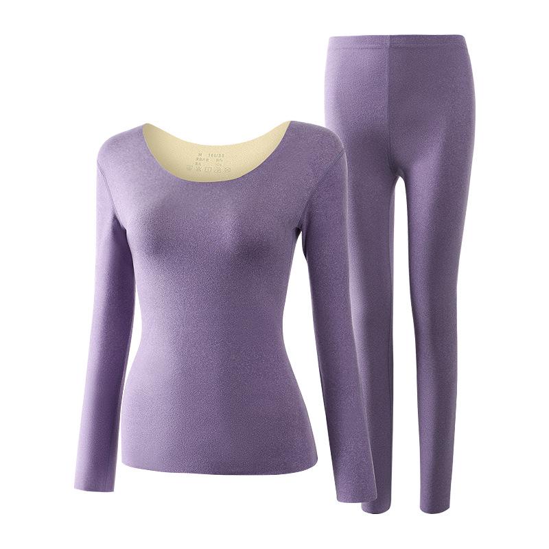 Women's Seamless Thermal Underwear Set - Round Neck, Autumn/Winter Warmth