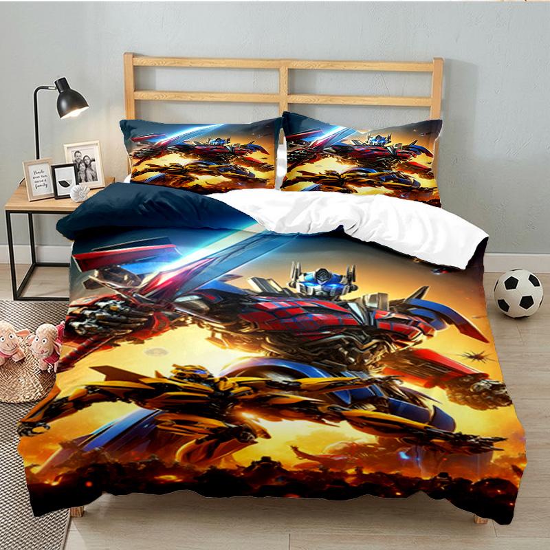 Car robots Battle 3PCS Bedding set,Ideal for 1pc Duvet Cover And 2pcs Pillowcases Perfect for Fan gift,Ideal for Bedroom, Dormitory