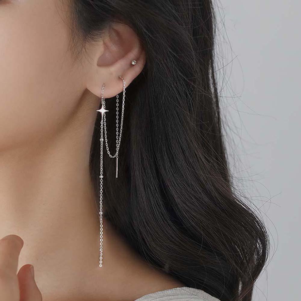 

Simple Temperament Korean 1 PCS Star Cross Ear Line Dangle Earrings Earrings Fashion Jewelry