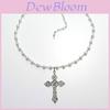 Cross Pendant Necklace With Pearl Chain And Geometric Alloy Design For Fashion Jewelry Enthusiasts