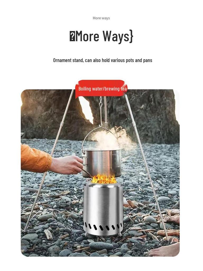 Stainless Steel Portable Smokeless Wood Stove with Legs for Camping & Outdoor Bonfires