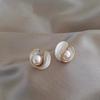 Minimalist Pearl Stud Earrings Women 2026 Fashion Geometric Design Stainless Steel Hypoallergenic