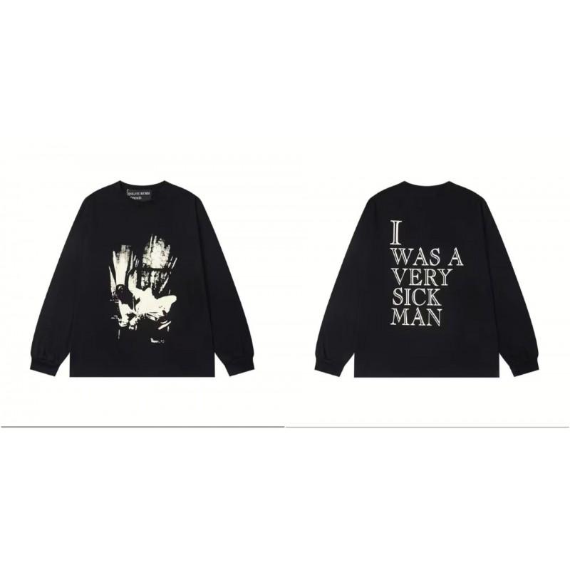 Washed Vintage Distressed Cotton Long Sleeve Tee Oversized Streetwear Style Men Casual Daily Wear