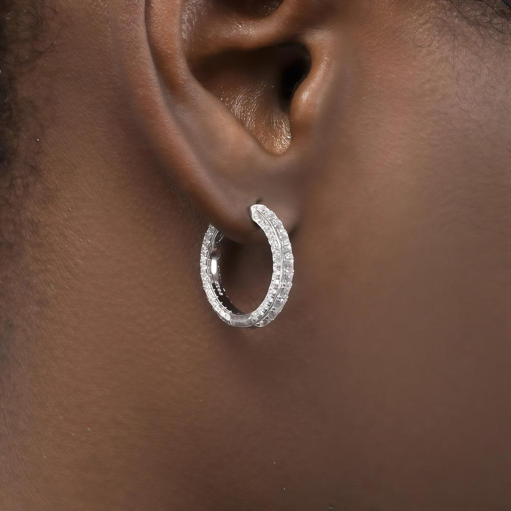 Trend Wang Jiaer Same Earrings Men'S Hip-Hop Personality Versatile Zircon Full Diamond Earrings High-End Earrings Women