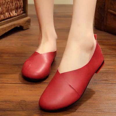 2024 2024 Spring New Genuine Leather Retro Grandma Shoes Handmade Women's Shoes Japanese Flat Bottom Lazy Comfortable Single Shoes