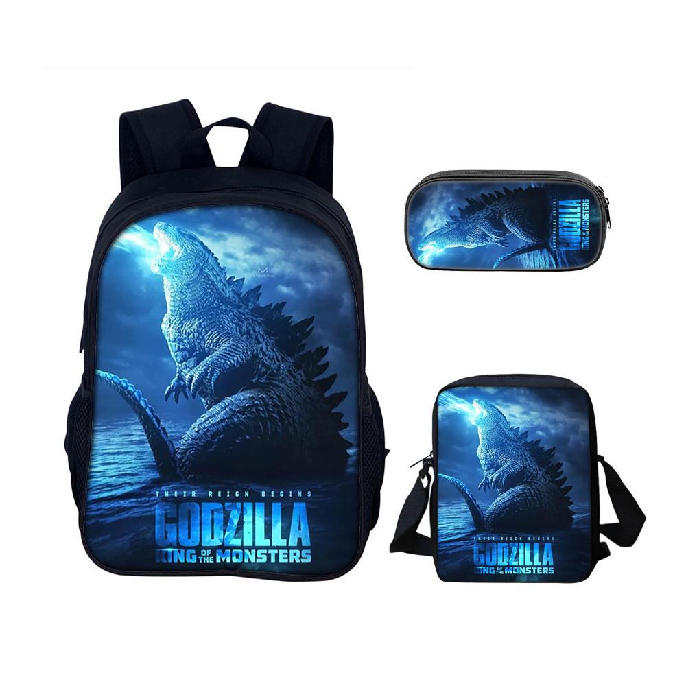 Godzilla Backpack Set With Nylon Material For School And Travel Use