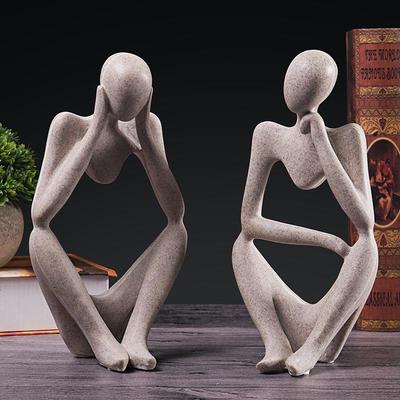 Nordic Creative Sandstone Meditating Figure Ornament for Home, Office, or Living Room Decor