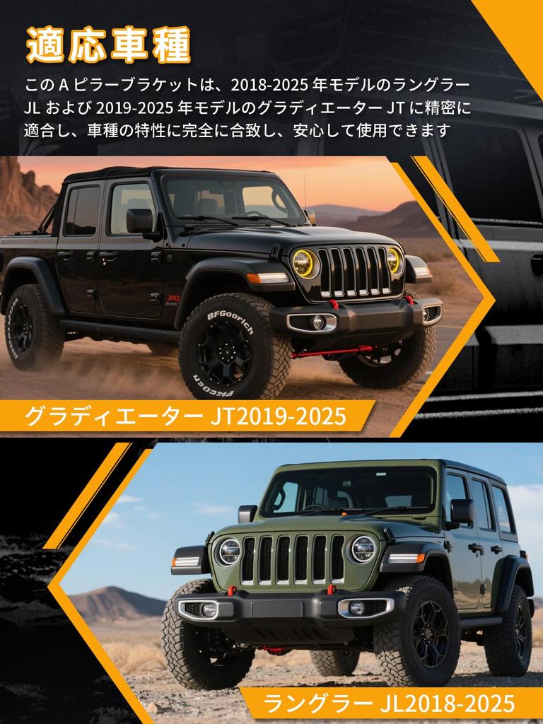 Largoods A-Pillar Work Light Mounting Bracket Single Light Mounting Bracket Gladiator JT 2020-2024 Wrangler