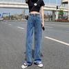 Adjustable High Waist Wide Leg Denim Jeans for Women - Straight, Loose, Floor-Length, Summer 2025.