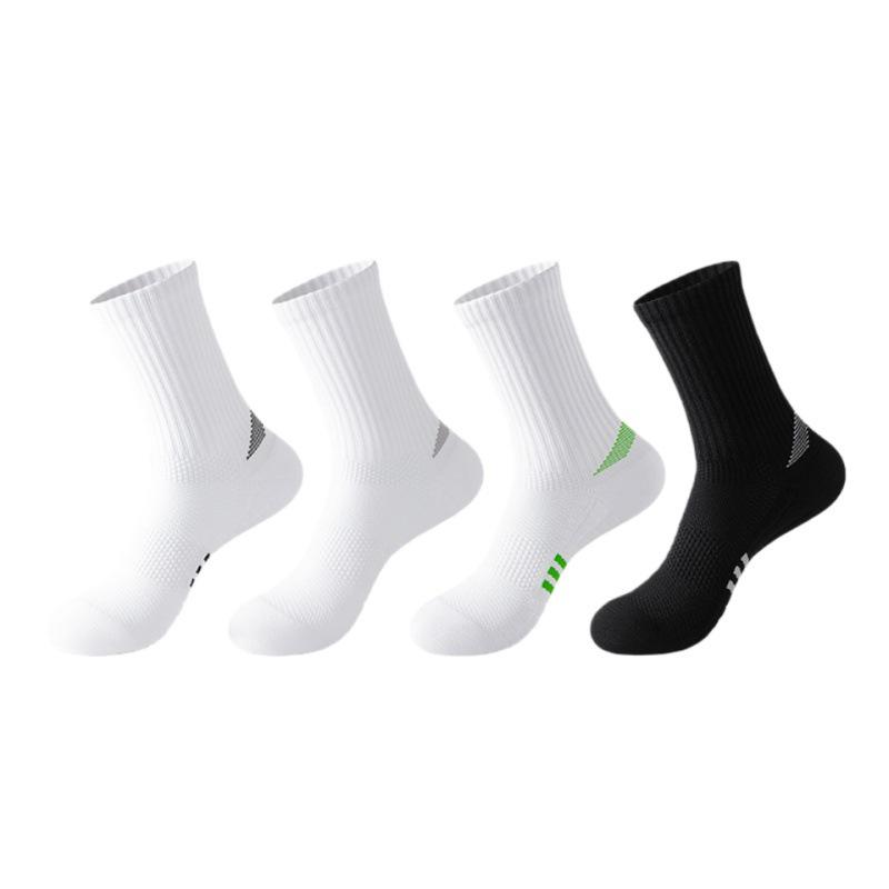Men's Autumn Mid-Calf Cycling and Running Socks - Mesh, Thickened Towel Bottom, Non-Slip, Long Socks