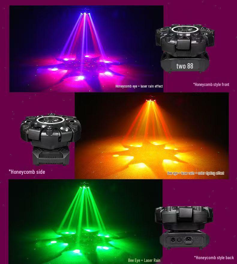 2025 Bee Eye Six-Arm Vajra Laser Bar Disco Stage Light with Strobe and Rotating Effects