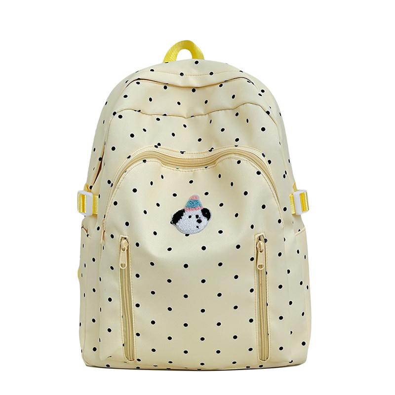 Dot Print Girls Backpack Junior High School Student Lightweight Schoolbag