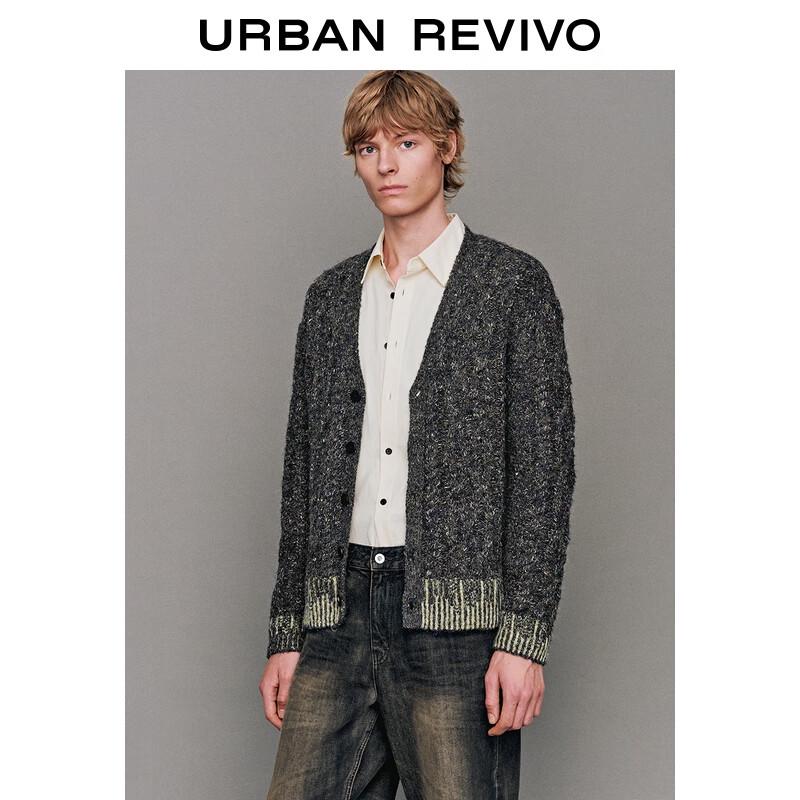 

UR Men s Marl Contrast V-Neck Knitted Cardigan S