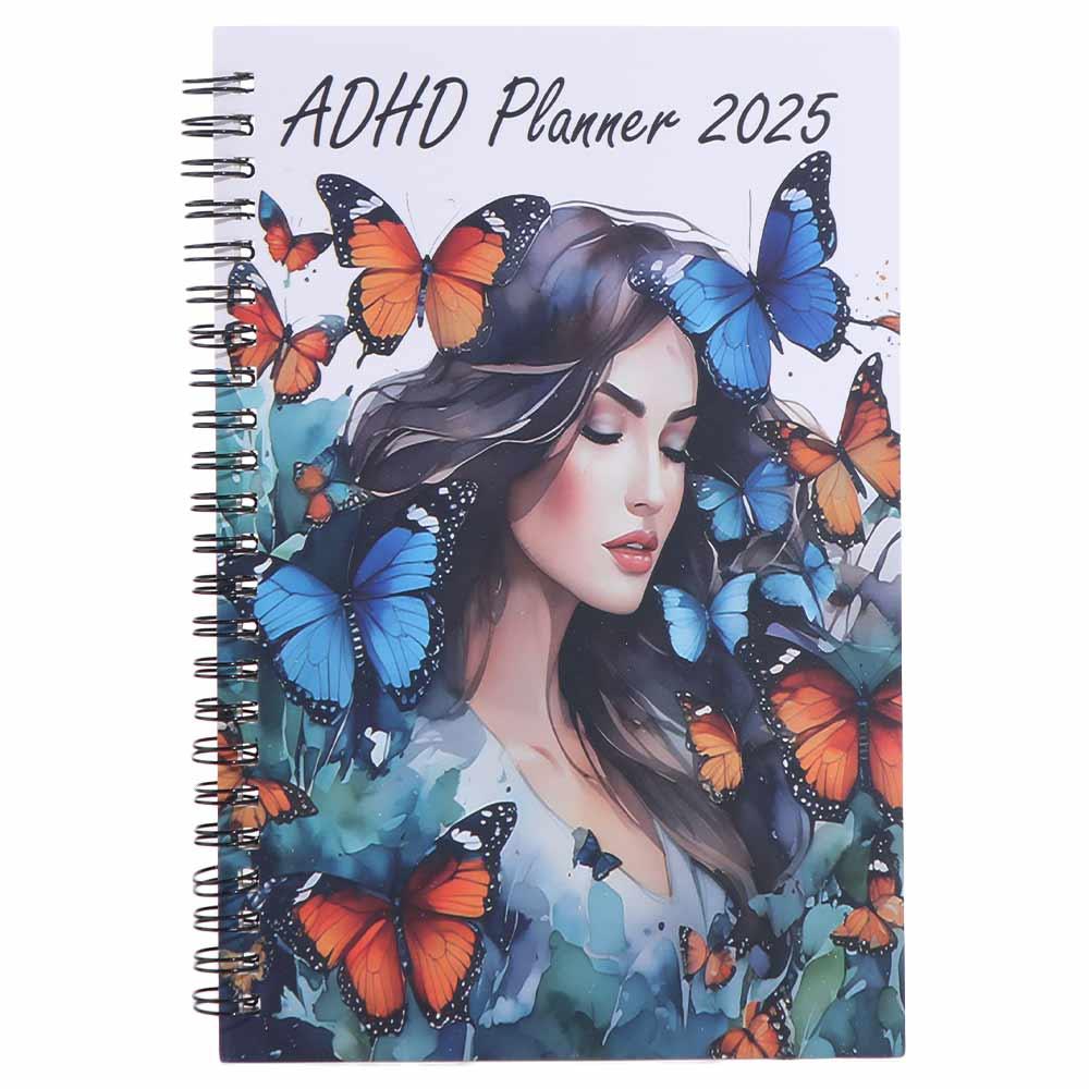 Portable 2025 ADHD Daily Planner Book Hardcover Schedule Book Agenda Notebook Weekly Monthly Plan Work Study Planner Worker