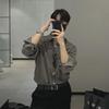 Men's British Yuppie Gray Long Sleeve Shirt - High-End, Mature Style, Oversized Trend