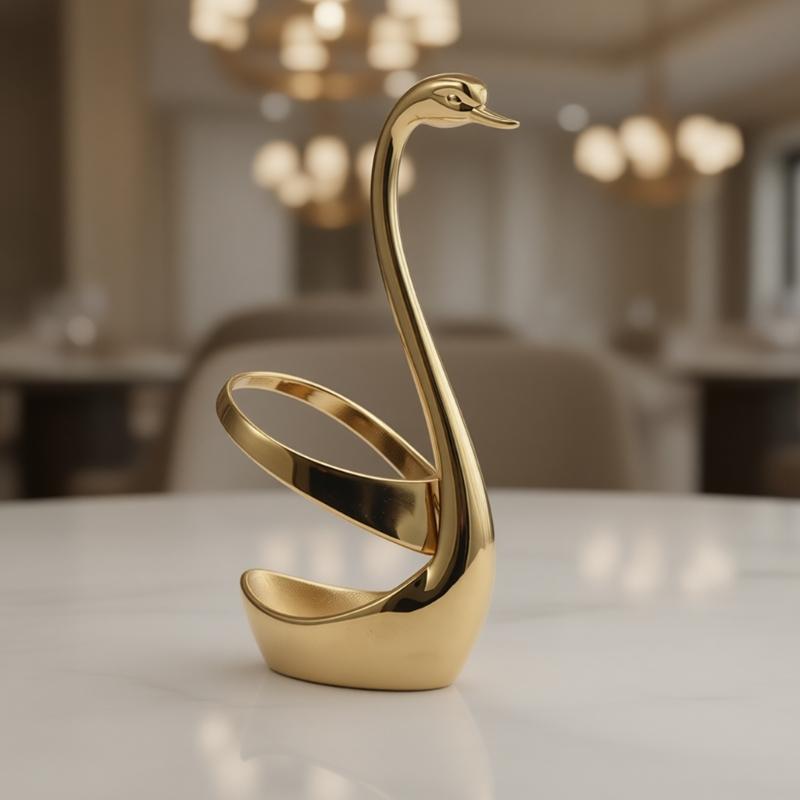 Porta Stoviglie a Forma di Cigno Acciaio Inossidabile Porta Posate (Cucchiaio e Forchetta) Organizzatore per Tavola da Pranzo Porta Posate