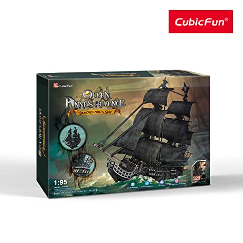 ASSYME Cubic Fan 3D Puzzle Craft Kit Queen Anne's Revenge T4018h (No Glue or Tools Required)
