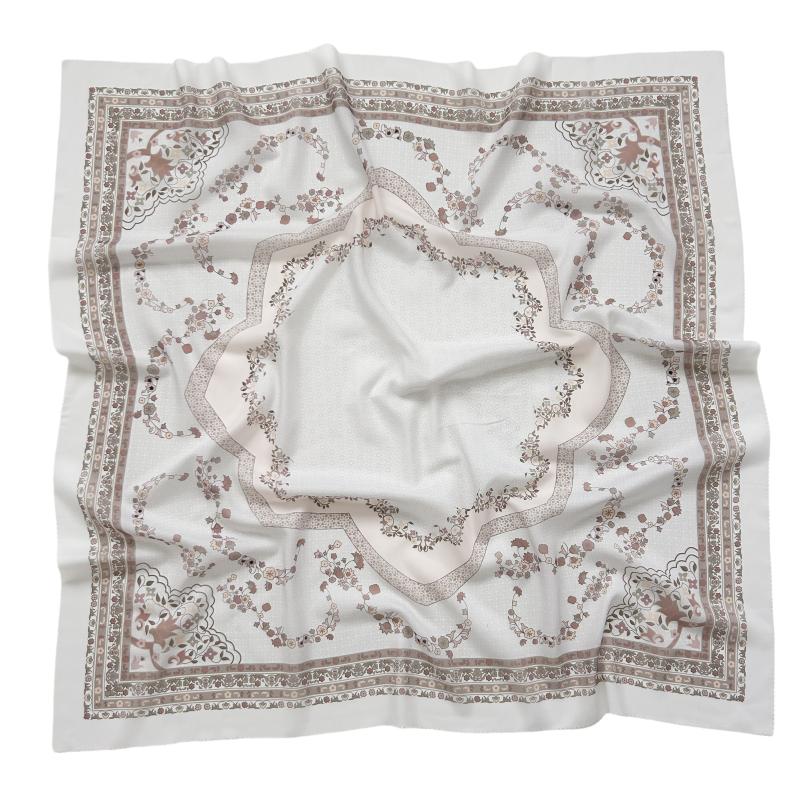 48Colors Malaysia Tudung Bawal Flower Print Hijab Laser Cut Edge Headscarf Premium Cotton Voile Soft Fashion Muslim Square Scarf