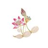 National Style Powder Lotus Lotus Brooch High-End Women'S Exquisite Enamel Lotus Pod Brooch Light Luxury Design Sense Pin Suit Accessories