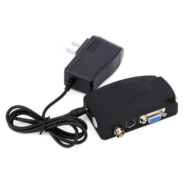 Composite TV BNC S Video To VGA Video Converter Adapter For DVR