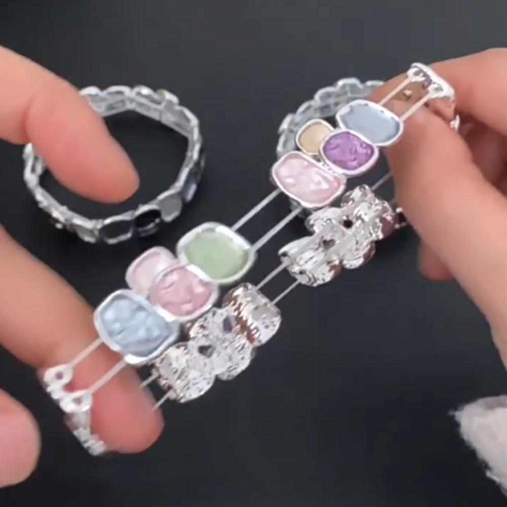 Vintage Elastic Women's Bangle Irregular Retro Hand Ring Geometry Square Bracelet  Jewelry Gifts