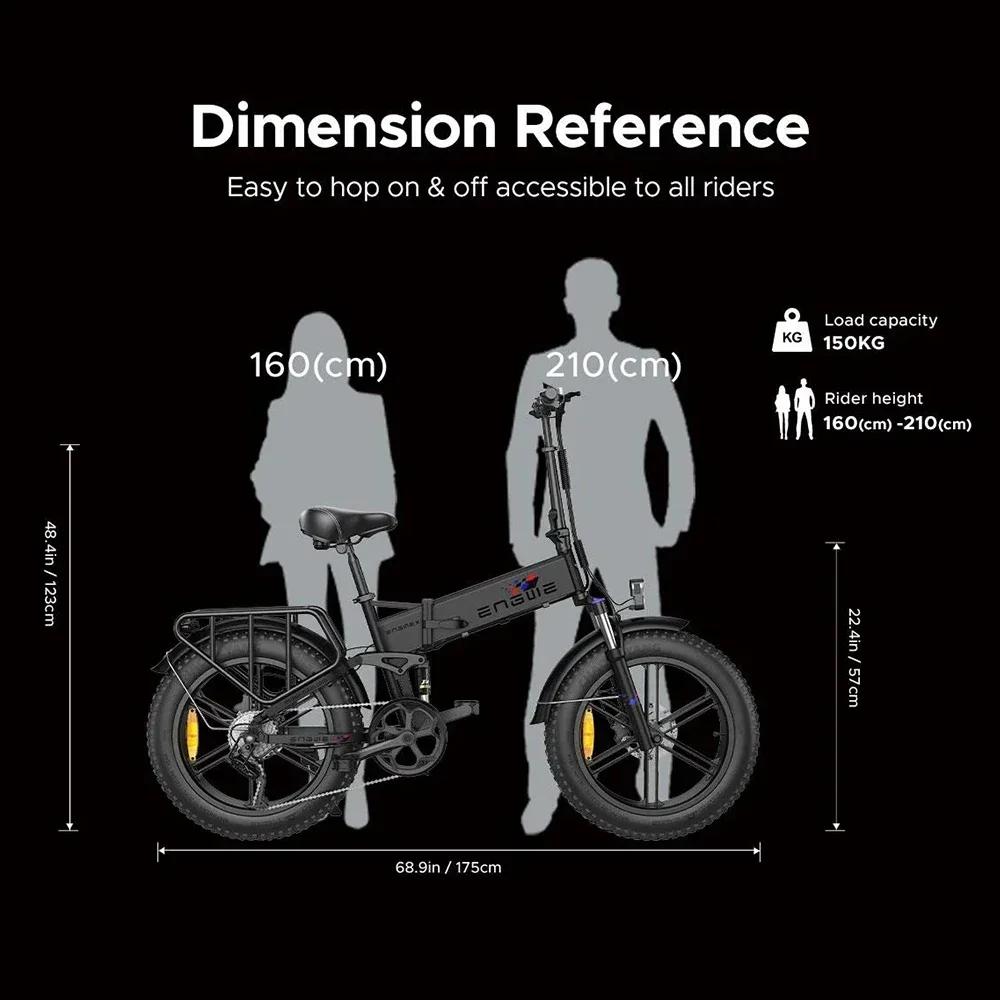 Electric Bike ENGWE X 250W Motor Folding 48V Motor 13AH Lithium Battery 20-inch Fat Tire E Bike Aluminum Alloy Electric Bicycle