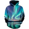 Men's Hoodies 3D Novelty Pullover Sweatshirt, Xmas Men Women Teen Boy Gifts, Black White Galaxy Print Flag