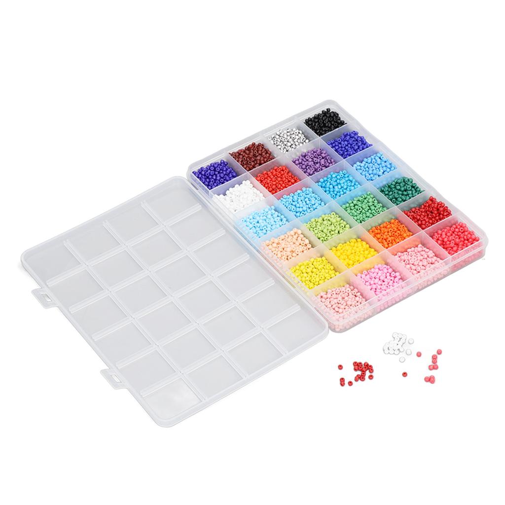 Bracelet Beads 24 Grids 2mm Vivid Colors Durable Glass Wide Application Jewelry Beads for Bracelet Earrings Necklaces