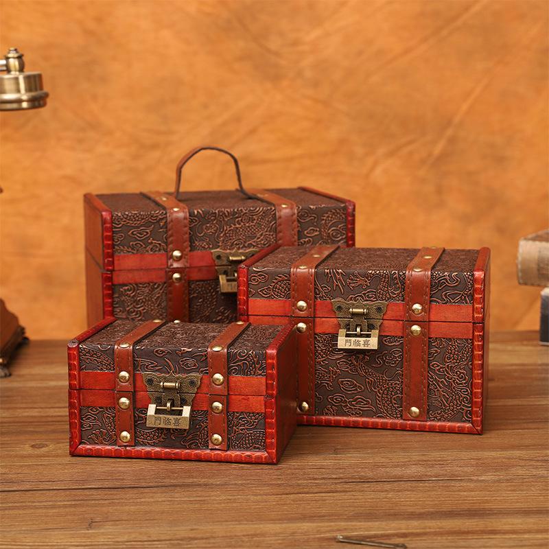 

Новая деревянная квадратная шкатулка для драгоценностей с рисунком дракона для деревянной ретро ручной коробки для хранения и поделок