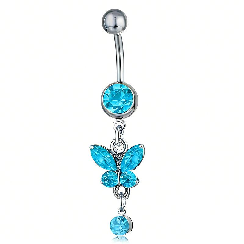 Schmetterling Kristall Hänge Bauchnabelring Edelstahl Bauchnabelpiercing Schmuck Für Frauen Sommer Strand
