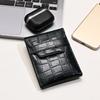 Men's Leather Wallet 3S Scrgrn -Premium Green Croc Look Napa Leather Wallet with Coin Pocket & 6 Card Slots - Luxury Handcrafted Slim Wallet