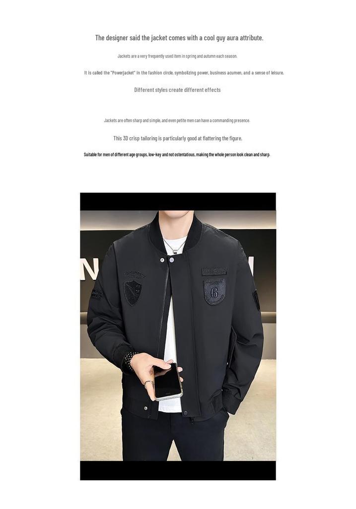 Men's Slim Fit Spring/Autumn Korean Style Embroidered Baseball Jacket