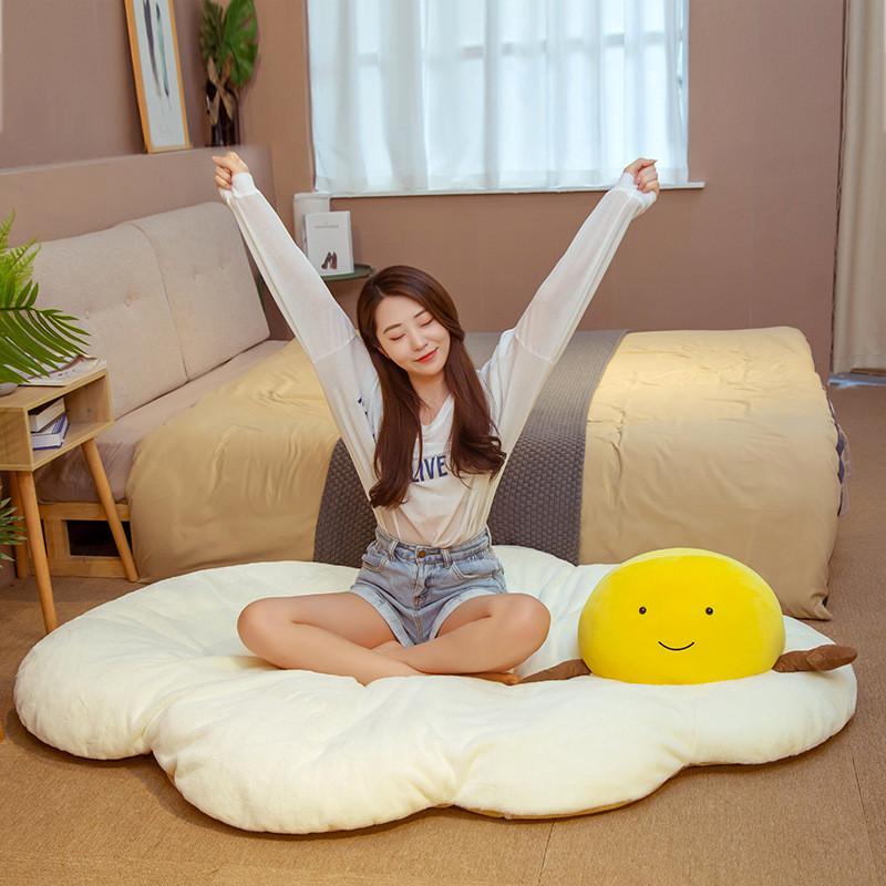 Egg Adorable Fried Plush Toy Cartoon Cushion Mat Girls Kids Decoration Home