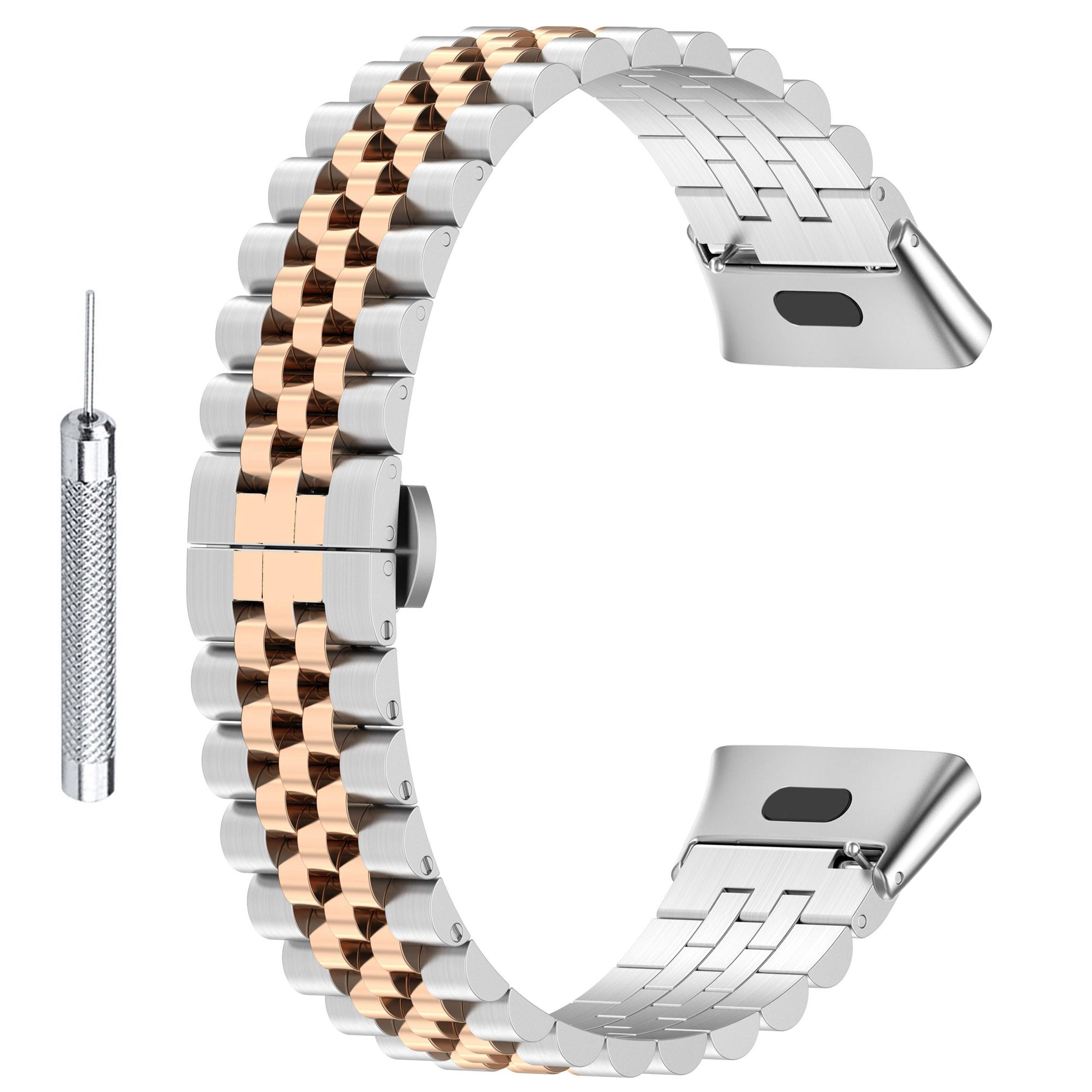 

Watch Band for Xiaomi Redmi Watch 3/Mi Watch Lite 3,5 Beads Stainless Steel Watch Strap Replacement with Tool Silver/Rose Gold A