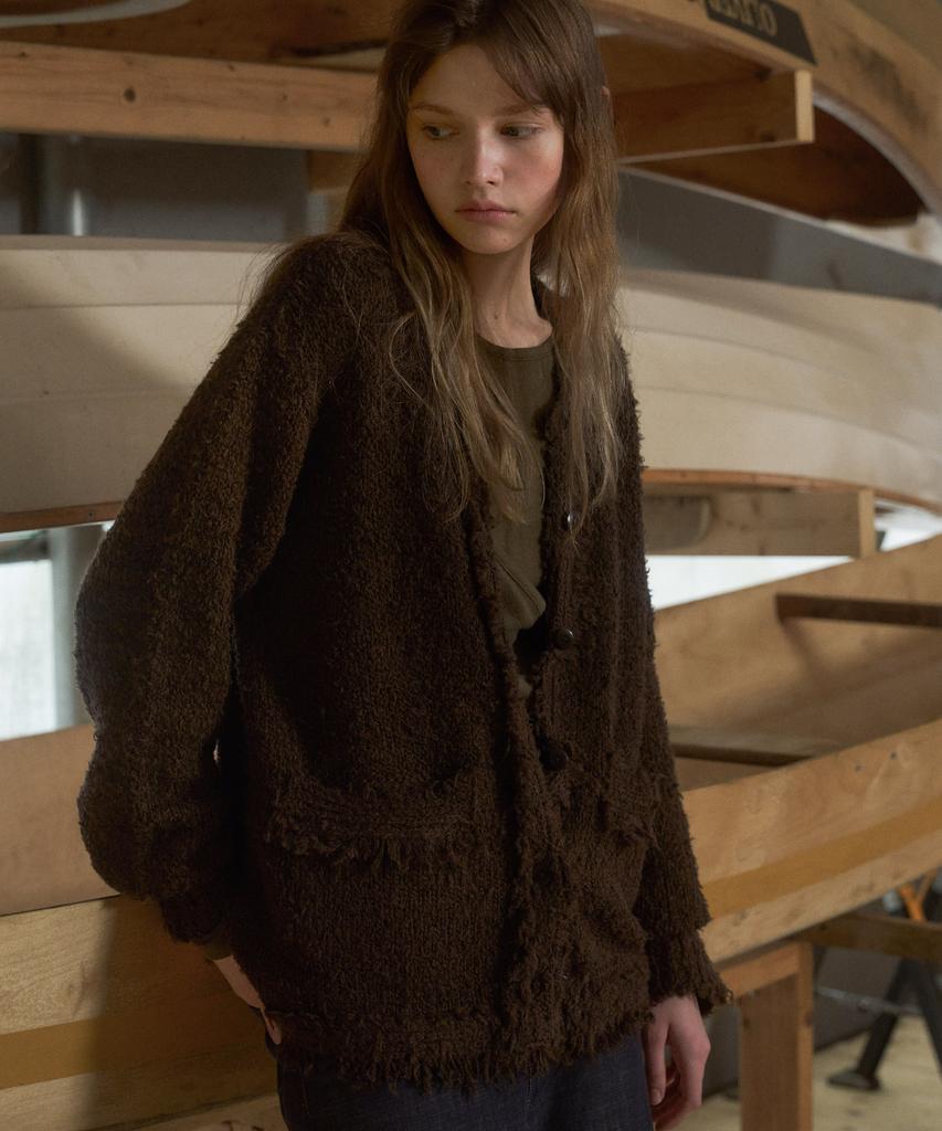 Andneeds Allen Tweed Cardigan (Dark Brown)