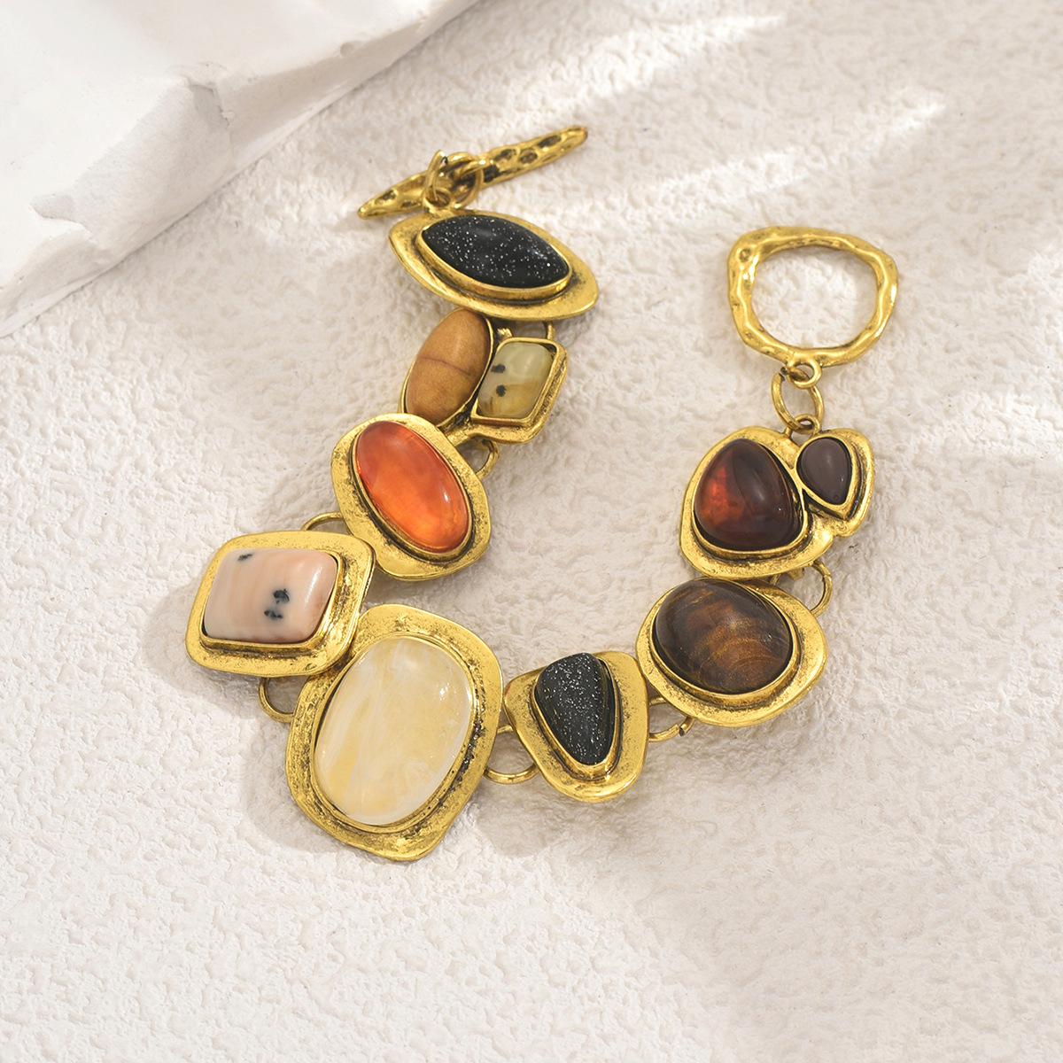 

Женский браслет геометрическая оправа драгоценный камень неправильный дизайн браслет высокого класса универсальная нишевая бижутерия